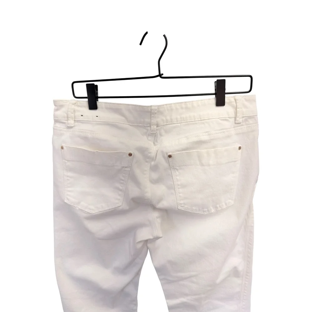 White House Black Market Skimmer White Cropped Denim Jeans Size 10 Mid Rise - Picture 5 of 11